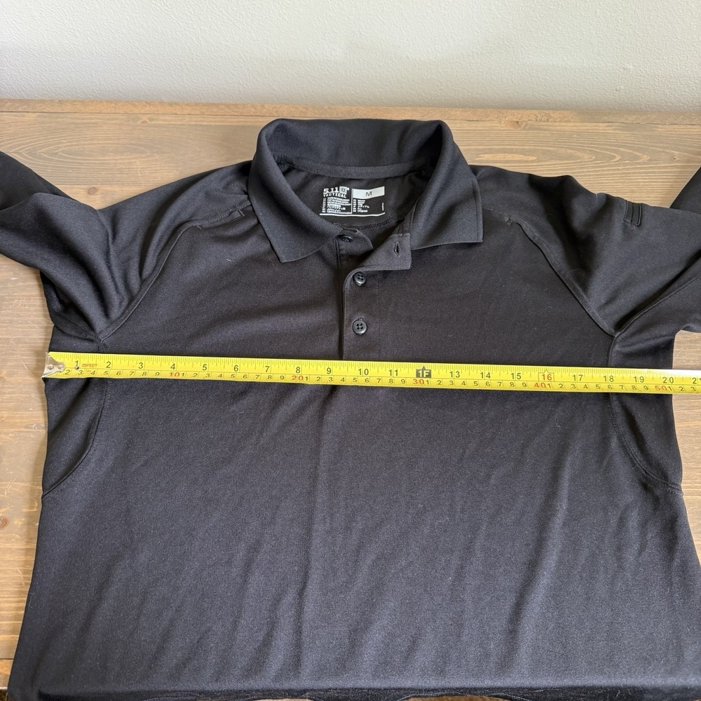 5.11 Tactical Men's Medium Black Long Sleeve Polo Shirt Collar Top - Picture 6 of 7